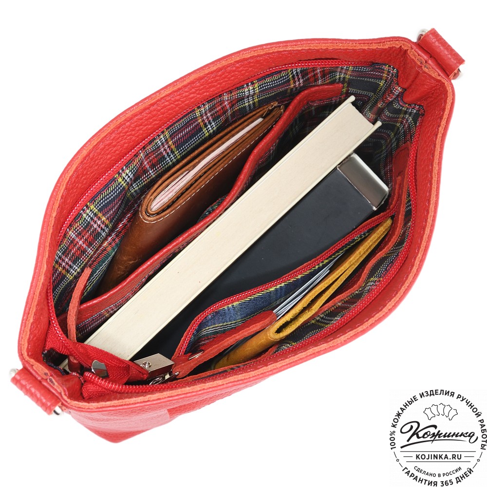  Кожаная сумка "София" (красная)